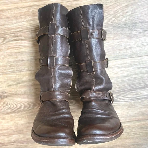 EUC Fiorentini + Baker ETERNITY 7040 Biker Dark Chocolate Brown Leather 39.5 - Picture 7 of 15